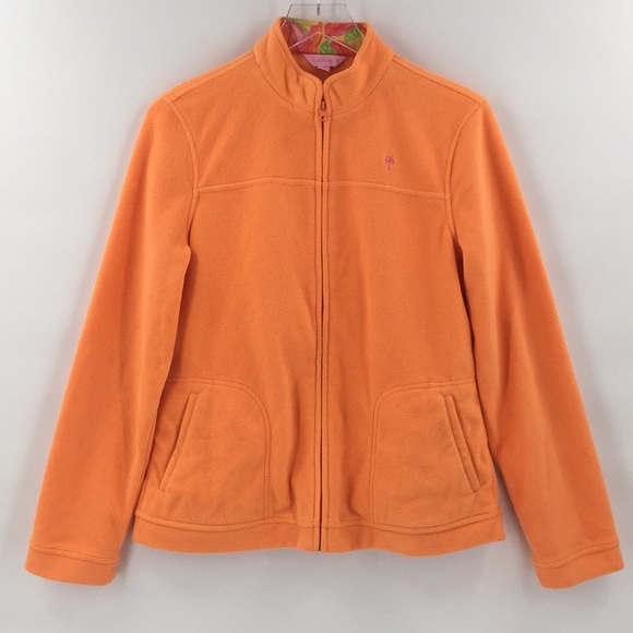 Lilly Pulitzer Jackets & Blazers - Lilly Pulitzer Orange Zip Up Fleece Jacket Medium